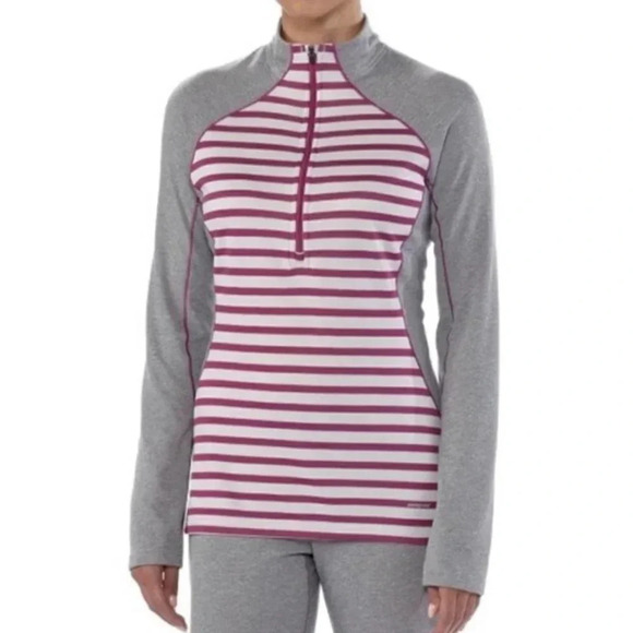 Patagonia Capilene 3 Mid-weight Pullover In Red Blue Stripe - Picture 1 of 12